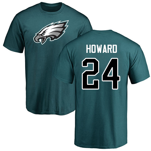 Men Philadelphia Eagles #24 Jordan Howard Green Name and Number Logo NFL T Shirt